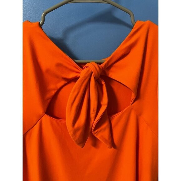 Susana Monaco Orange Maternity Oversized Short Sleeve Top With Back Bow Tie, SM - Picture 4 of 7